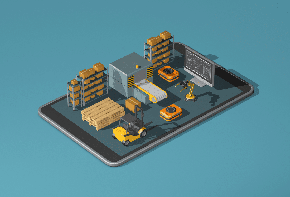 A diagram illustrating the impact of technology on logistics and supply chain management.
